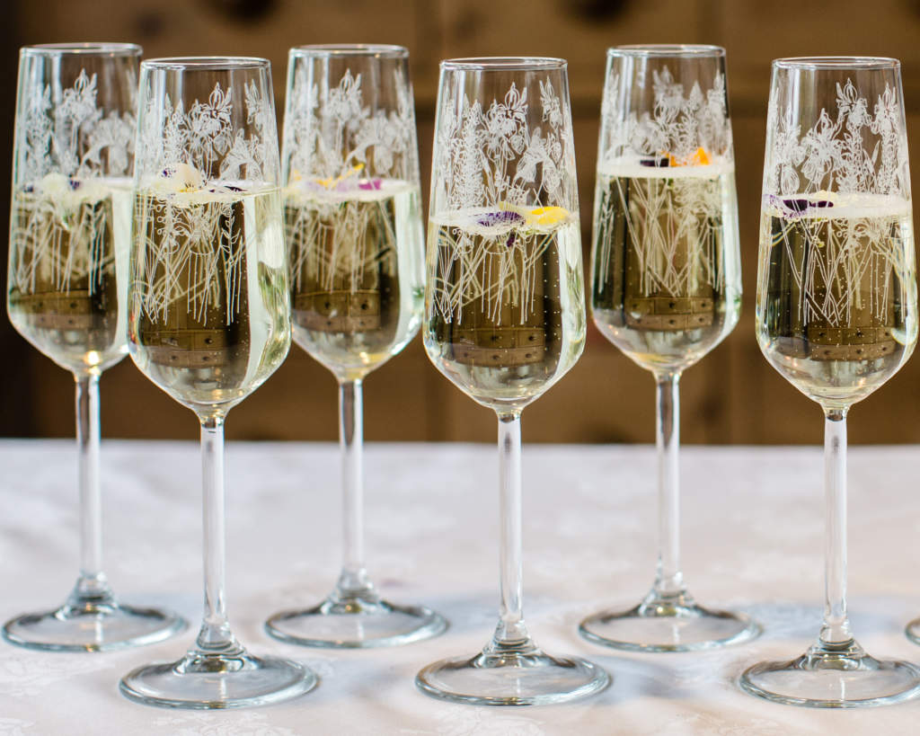 Emma Britton Floral Glass Prosecco Flutes