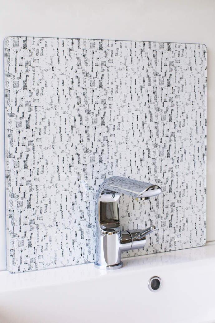 Monochrome Glass Splashback with Sink