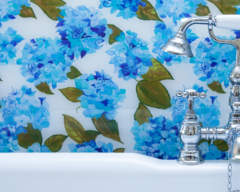 Emma Britton Blue & White Hydrangea Bathroom Splashback