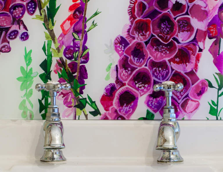 Emma Britton Decorative Glass - Foxglove Glass Splashback - Award Winning Design Brand