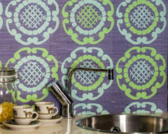 Green Geo in Grey Tile Style Splashback for Kitchens