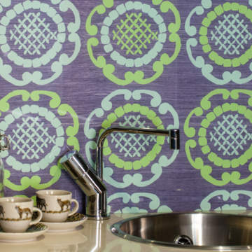 Green Geo in Grey Tile Style Splashback for Kitchens