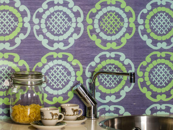 Emma Britton Green Geo in Grey Splashback Design with sink, colours include green, grey, mint