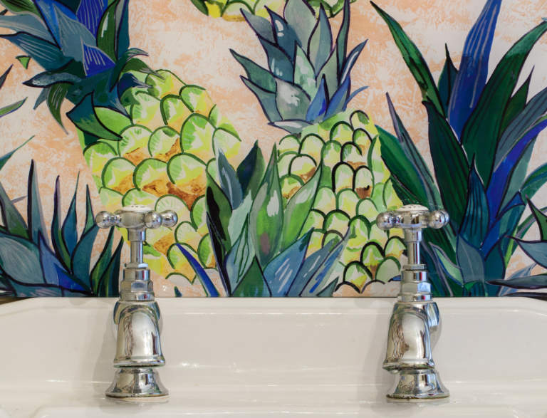 Emma Britton Pineapple design vanity splashback