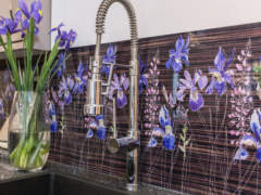 Watercolour in ebony kitchen splashback