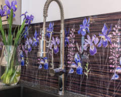 Watercolour in ebony kitchen splashback