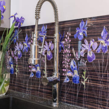 Watercolour in ebony kitchen splashback