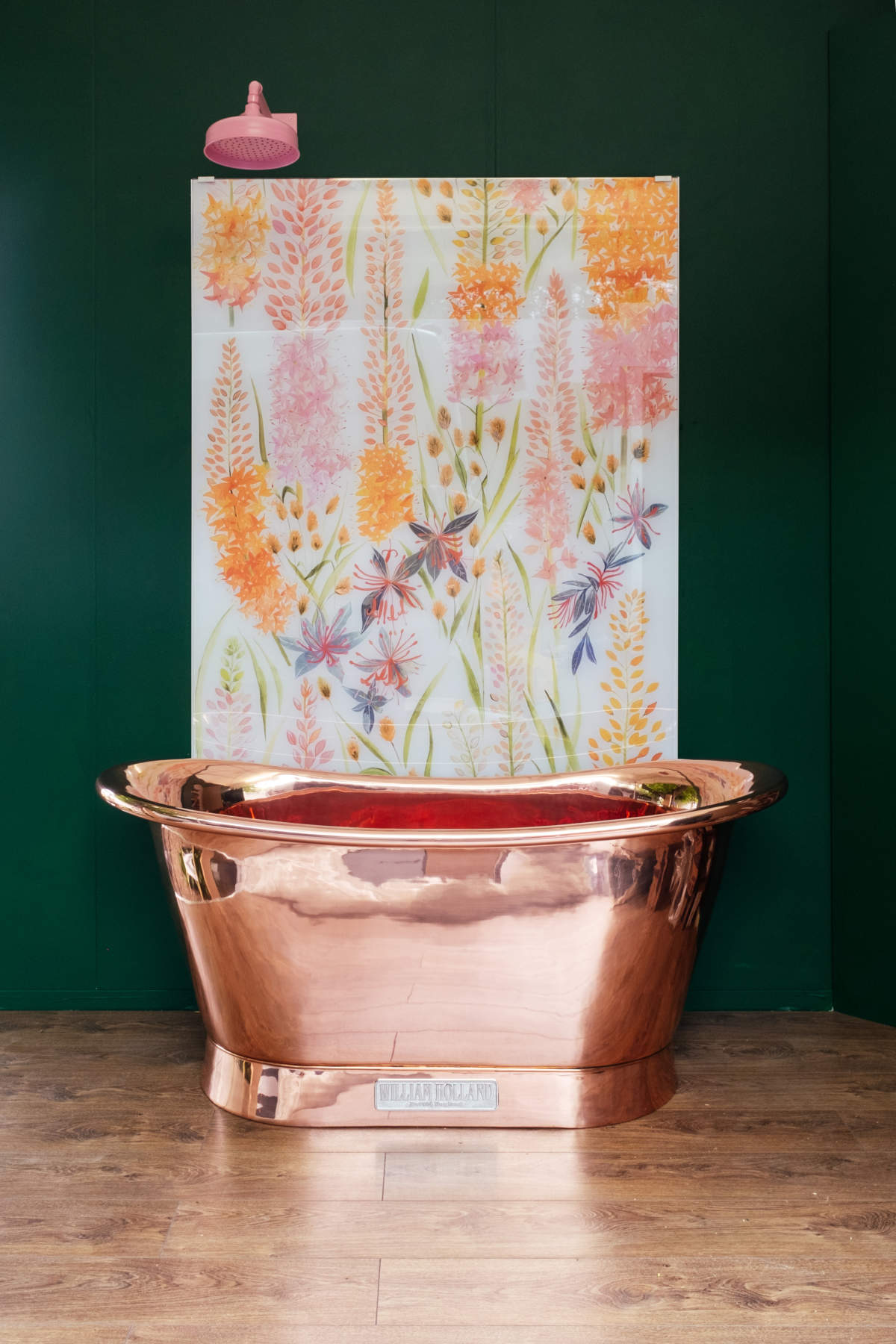 Emma-Britton-Decorative-Glass-Designer-Floral-Copper-Bath-Splashback