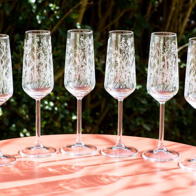 Emma Britton Decorative Glass Designer Meadow Flutes Champagne Glass