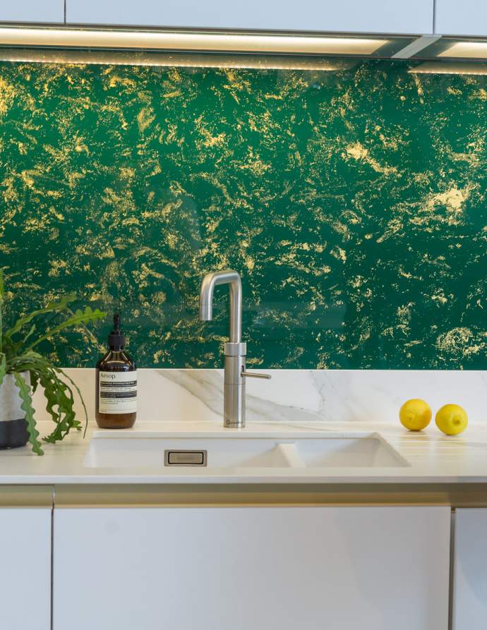 Metallic-green-splashback