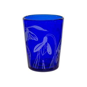 RHS Snowdrop Glassware - Emma Britton Decorative Glass Designer- Snowdrop Tumbler Blue - RHS Gifts