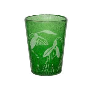 RHS Snowdrop Glassware - Emma Britton Decorative Glass Designer- Snowdrop Tumbler Green - RHS Gifts