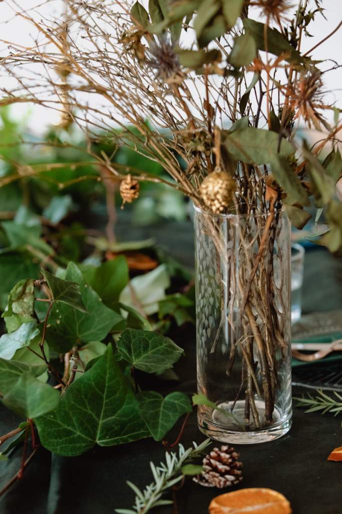 Emma Britton Decorative Glass Designer - Silver Birch Vase - Christmas Tablescaping