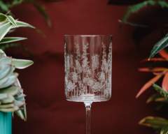 modern crystal white wine glass exotic floral pattern by Emma Britton Decorative Glass Designer