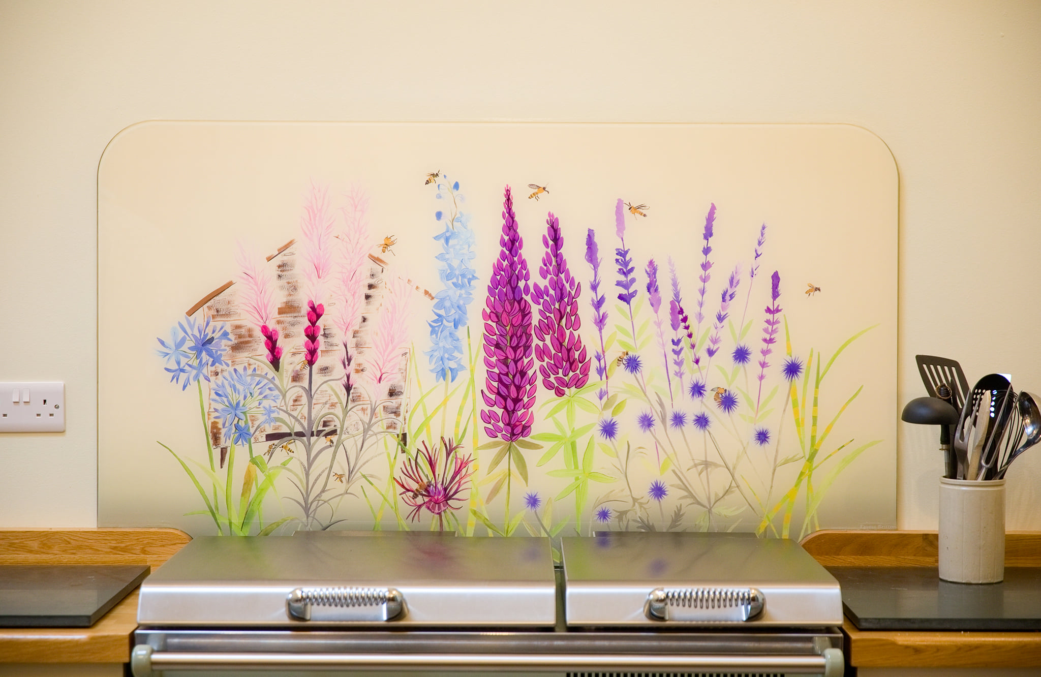 Emma Britton Bespoke Floral Glass Splashback