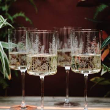 Etched White Wine Glasses Set Emma Britton Decorative Glass