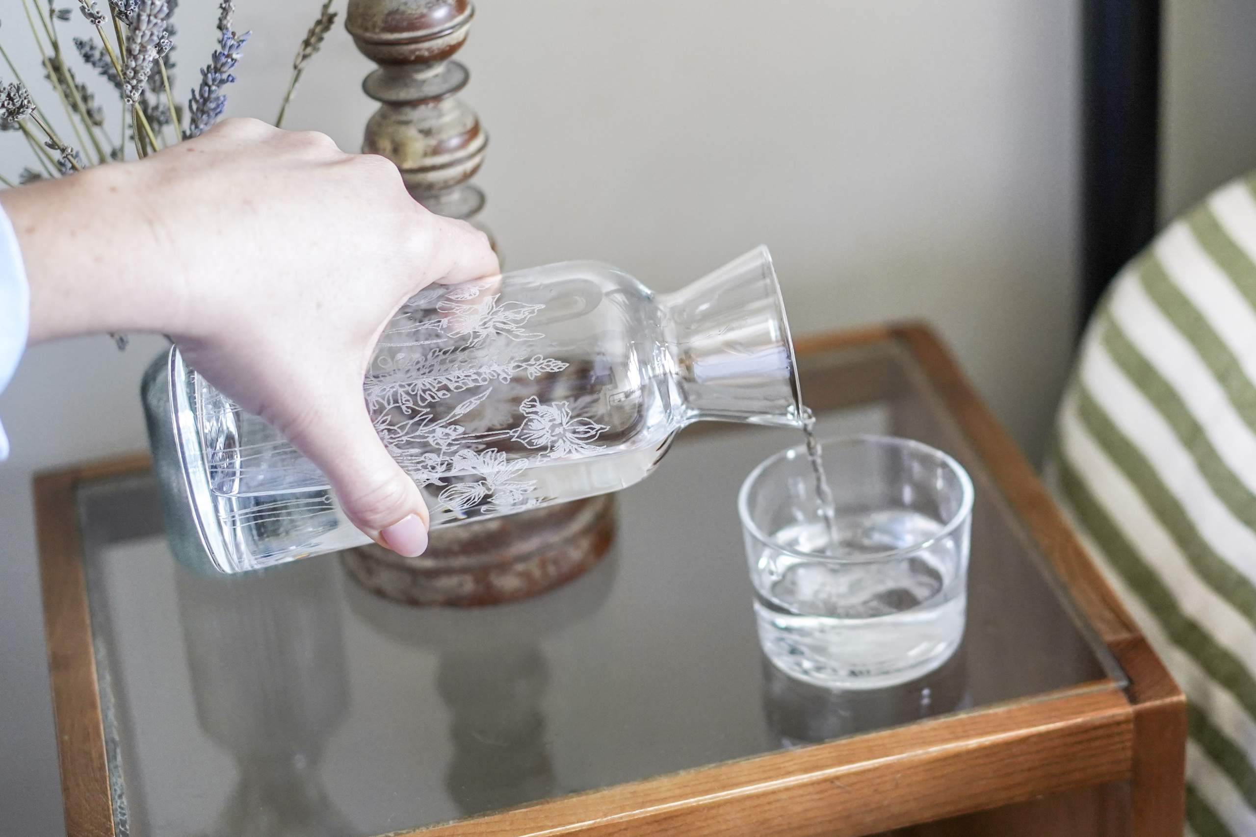 Emma-Britton-Mini-Water-Carafe-Glass-Set-Floral Emma-Britton-Bedside-Water-Carafe-Glass-Set-Floral