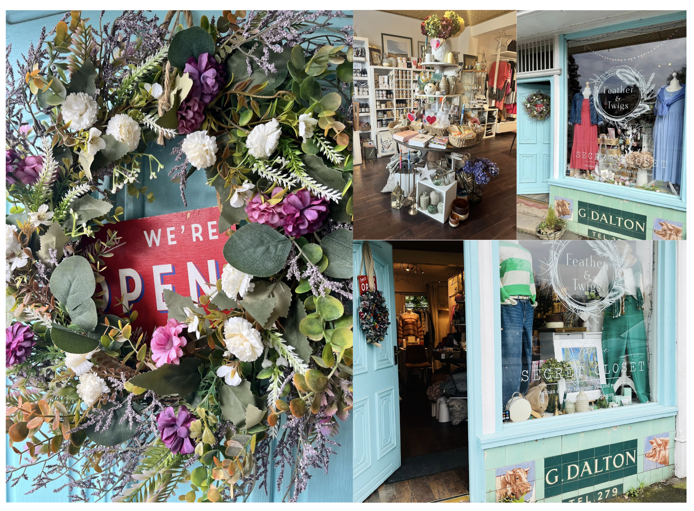 Feather & Twigs Montage of Shop Images