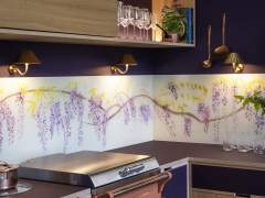 Aubergine Kitchen Splashback, Wisteria by Emma Britton