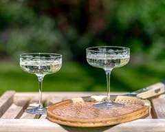 Emma Britton Decorative Glass Designer Ltd Ed Strawberry Champagne Coupes