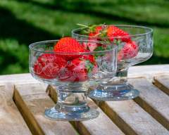 Emma Britton decorative strawberry bowls in a pair filled with strawberries