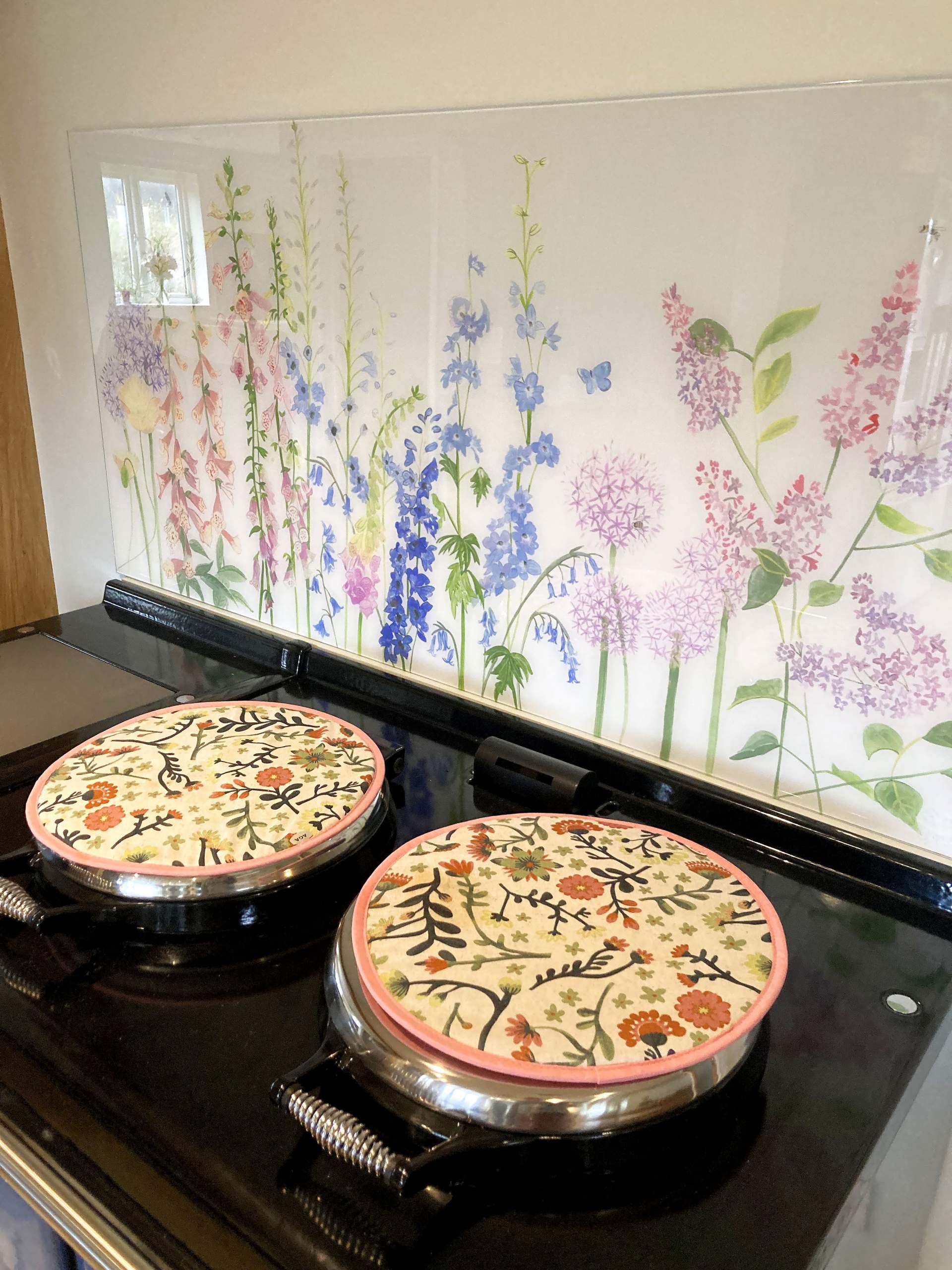 Emma Britton bespoke AGA splashback floral design