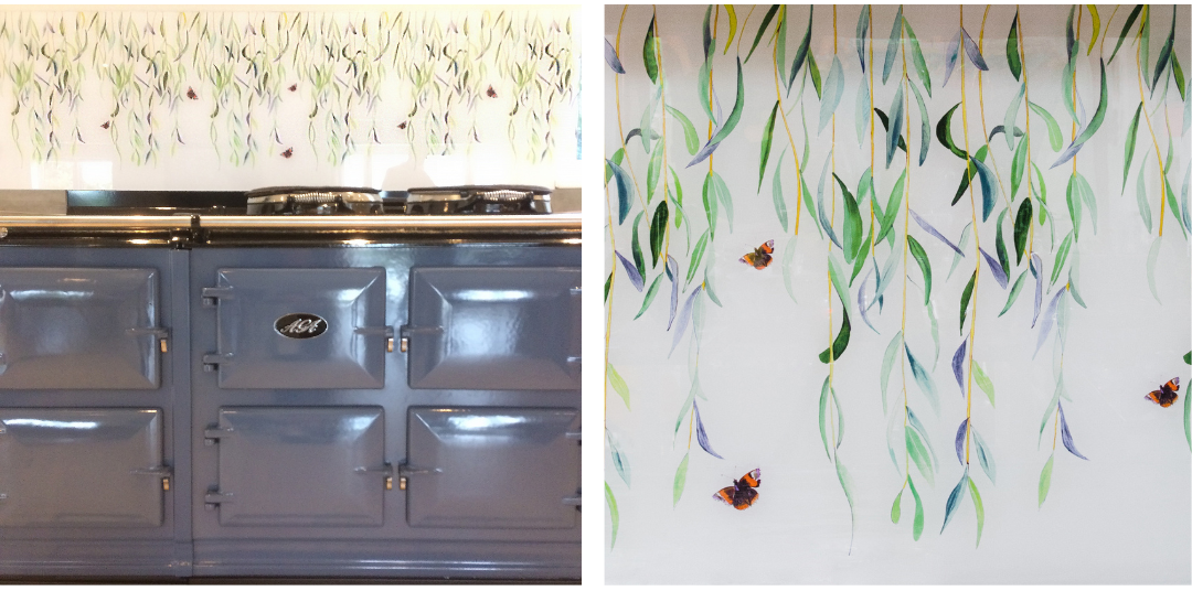 Emma Britton Willow Splashback for Dartmouth Blue AGA